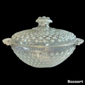 Vintage Anchor Hocking Hobnail Moonstone Opalescent Candy Dish w/ Lid